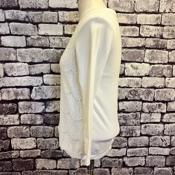 J. Crew White Lace Front Long Sleeve Blouse Size XS - Picture 4 of 8